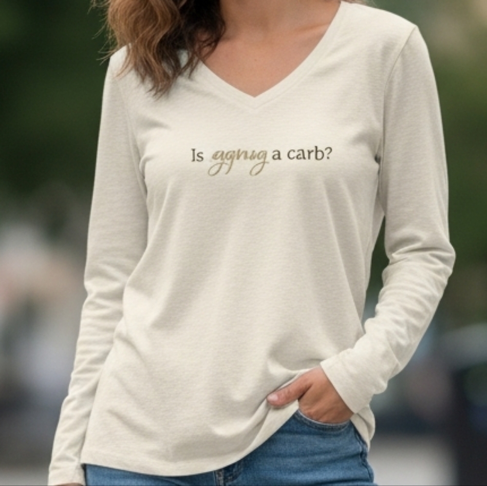 Soma Graphic Long Sleeve Shirt Is Eggnog A Carb Womens Small